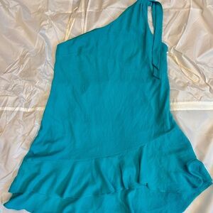 BCBG sleeveless one shoulder flare dress